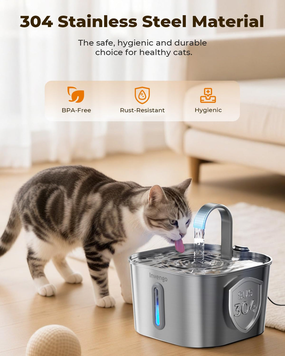 Invengo fountain with running water feature entices drinking and healthier hydration