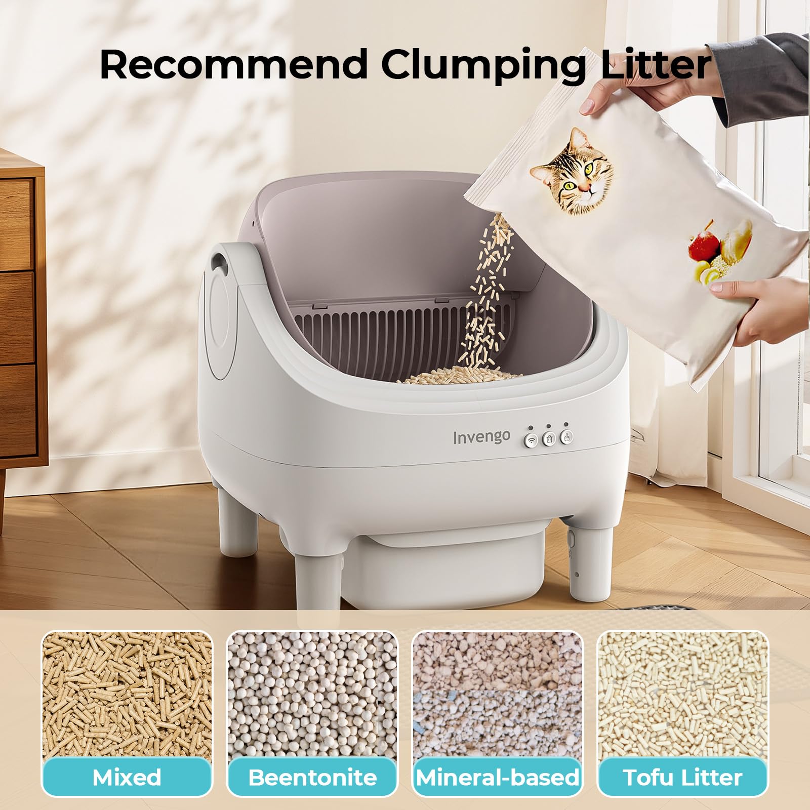 Invengo pull-and-wrap waste system simplifies bag disposal between changes.