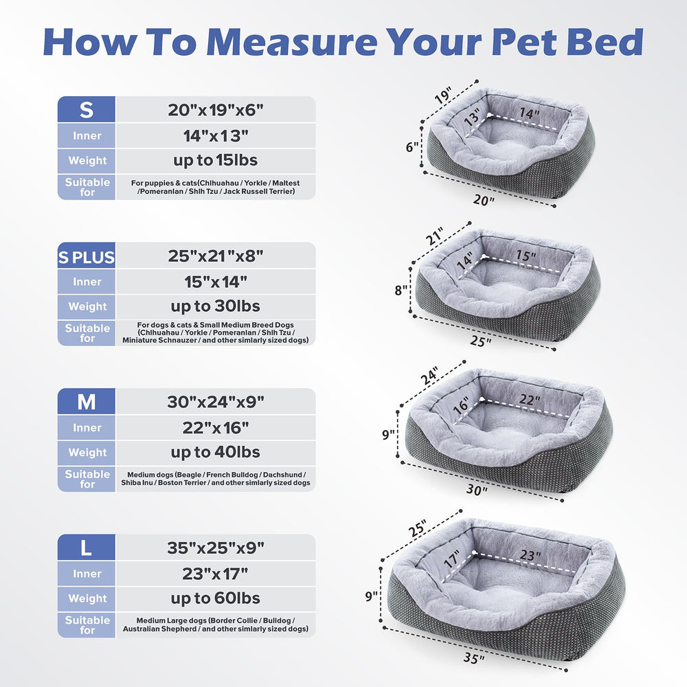 INVENHO Dog Bed compact size fits 20x19 footprint securely.