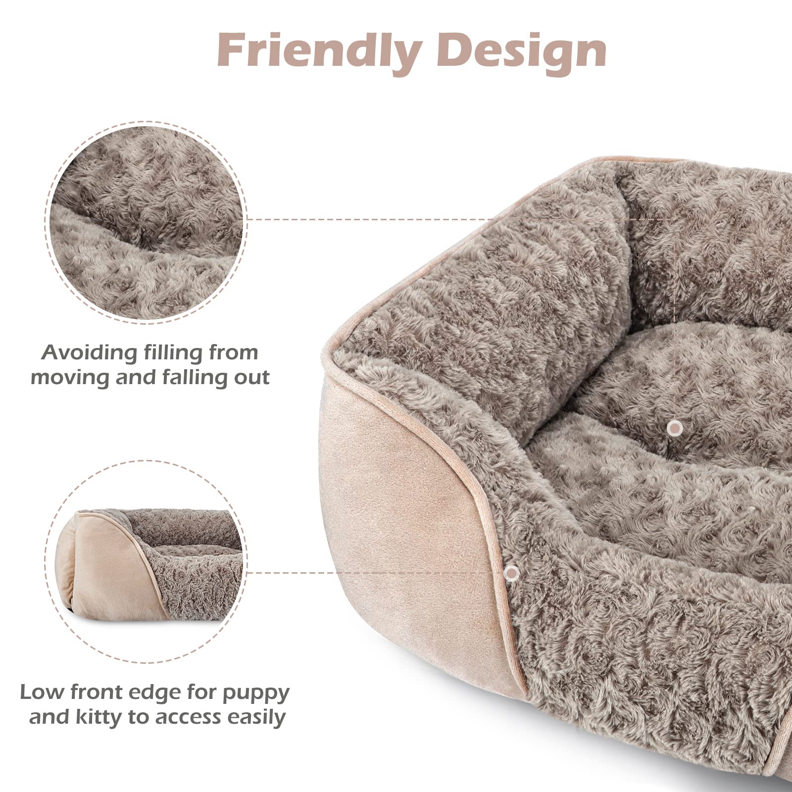 INVENHO Medium Dog Bed anti-slip bottom helps keep the bed in place during play.