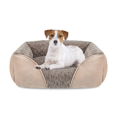 INVENHO Medium Dog Bed with rose swirl faux fur offers cozy warmth for restful naps.