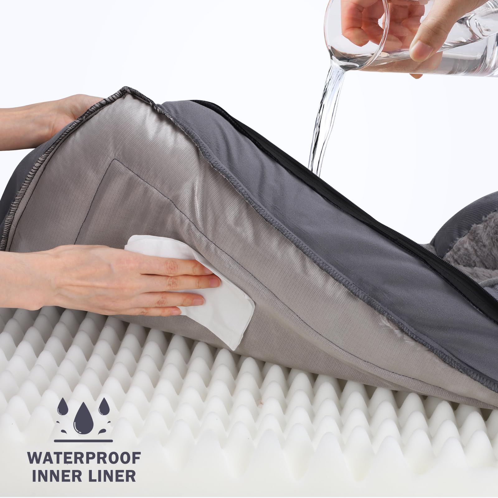 INVENHO dog bed with non-skid bottom stays in place on floors.