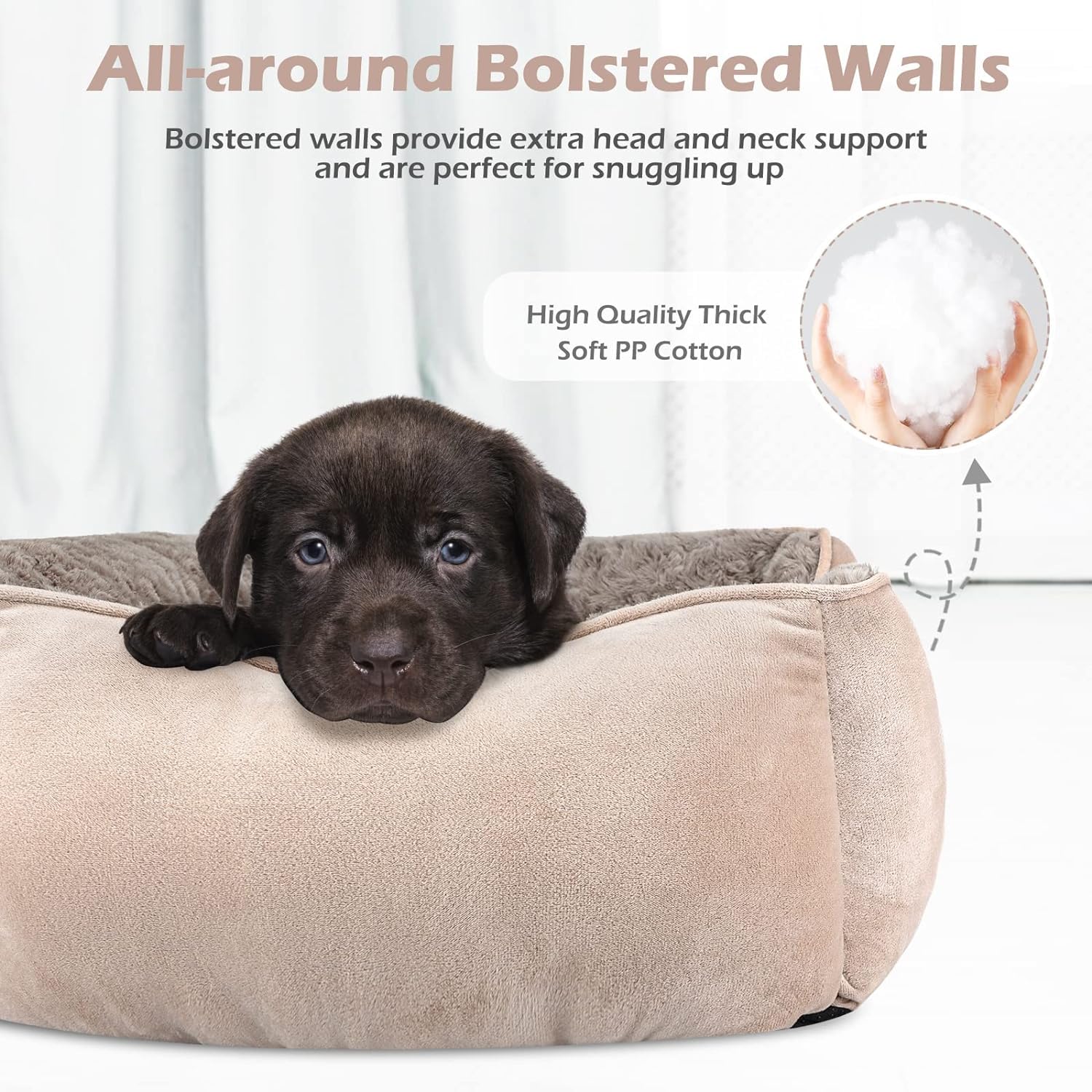 INVENHO dog bed pillow-like support provides comfortable head and neck resting.