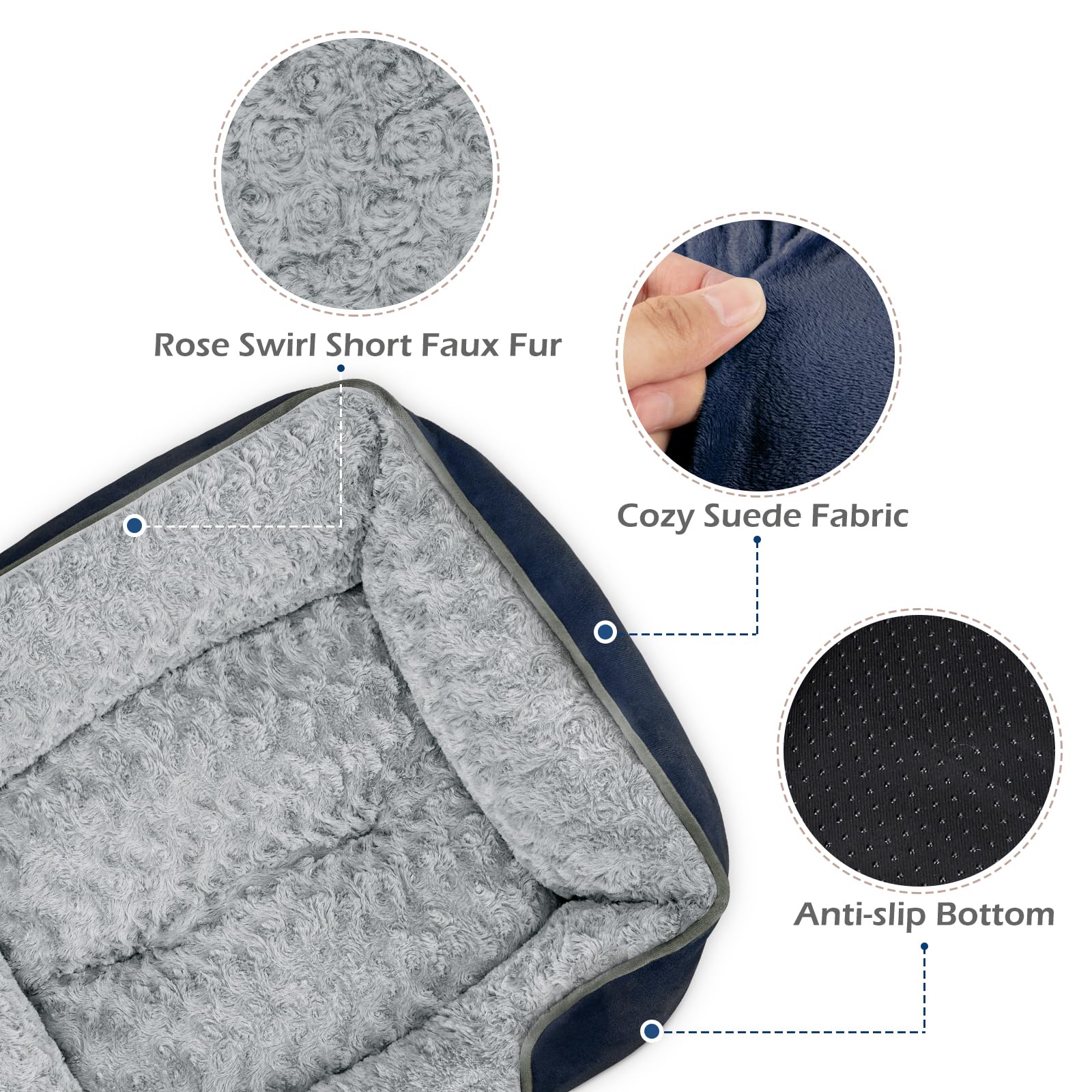 INVENHO dog bed rectangle soft-fill detail shows plush, breathable cushioning for pets.