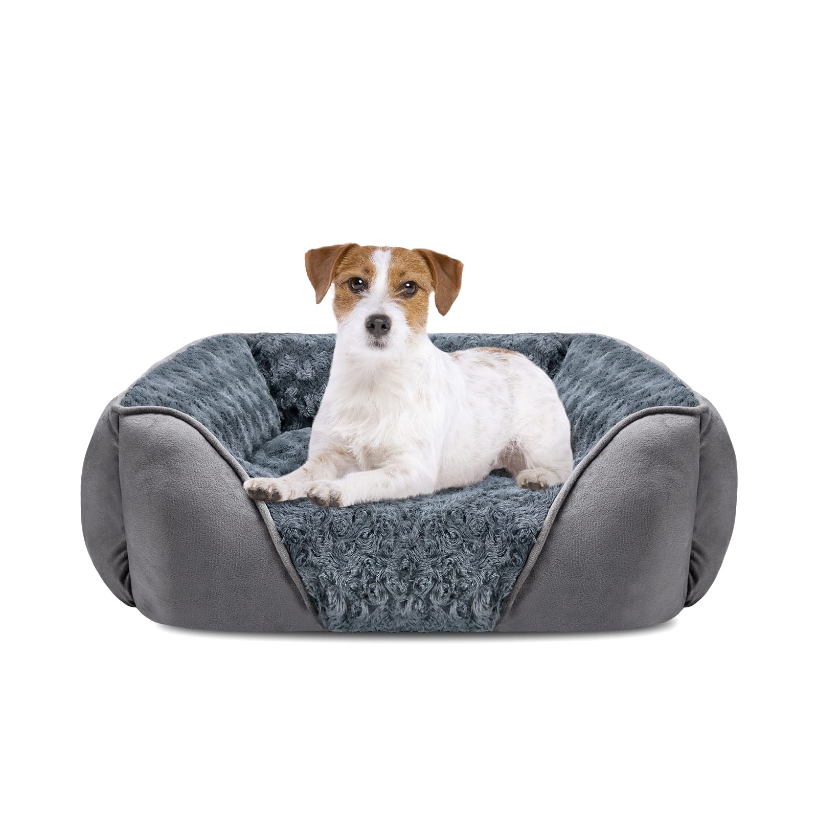 INVENHO dog bed rose swirl faux fur for cozy warmth