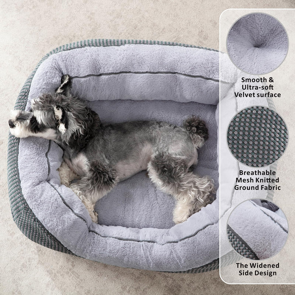 INVENHO Dog Bed side bolster supports quiet head resting.