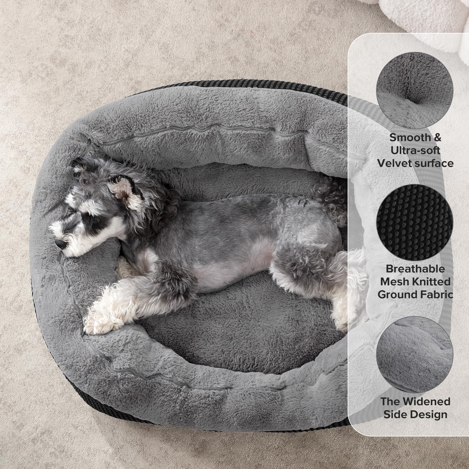 INVENHO dog bed ultra-soft plush surface promotes calm, restful sleep.