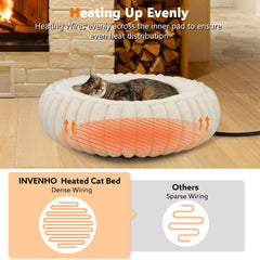 INVENHO heated cat bed with LED controller enabling precise temperature control for comfort.