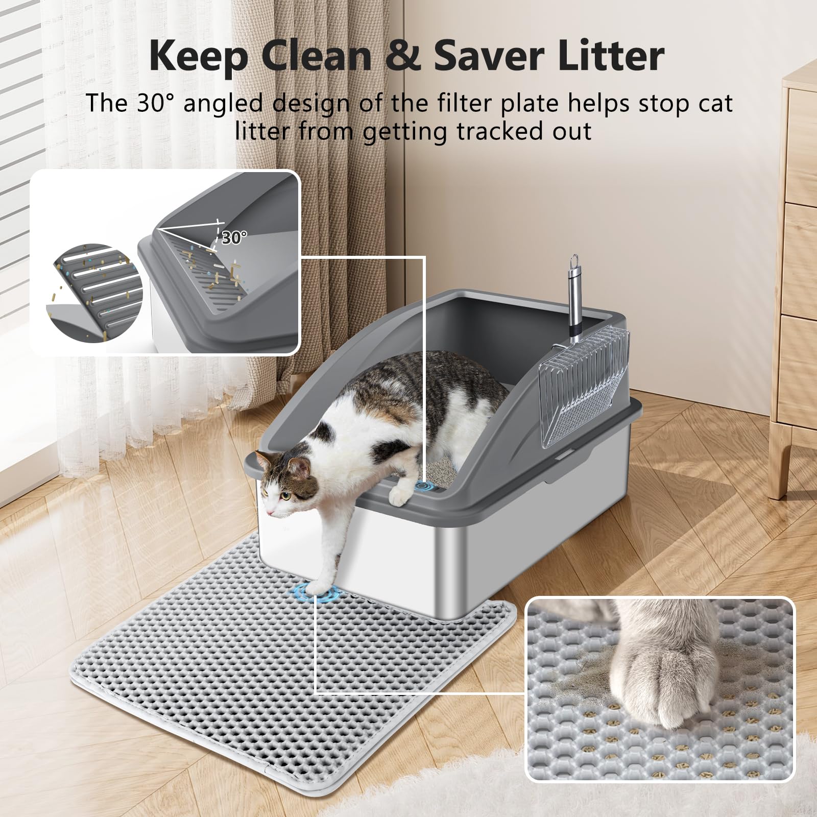 INVENHO extra-large litter box interior ideal for big cats