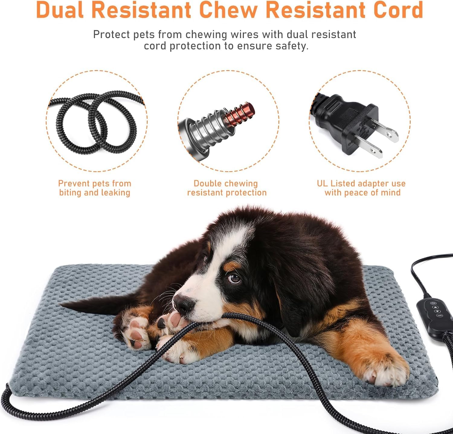INVENHO extra large pet heating pad wire cover protects cords during play.