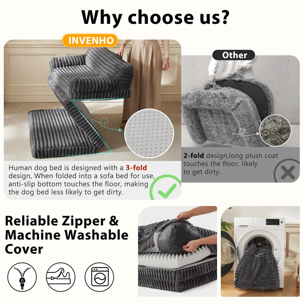 INVENHO foldable human dog bed lounging space suited for living rooms