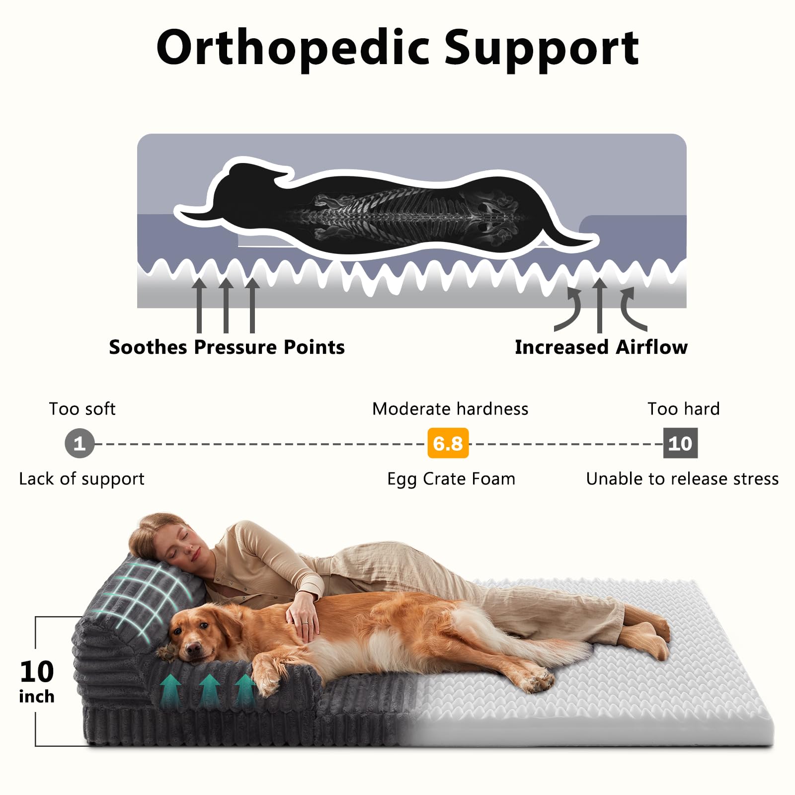 INVENHO foldable human dog bed orthopedic foam highlights supportive lounging