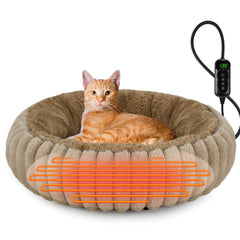 INVENHO heated donut bed outer view shows cozy warmth for indoor pets