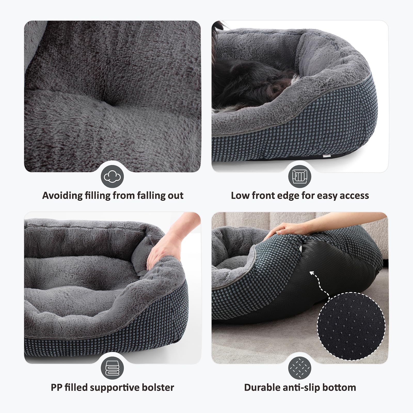 INVENHO large dog bed anti-slip bottom keeps the bed stable