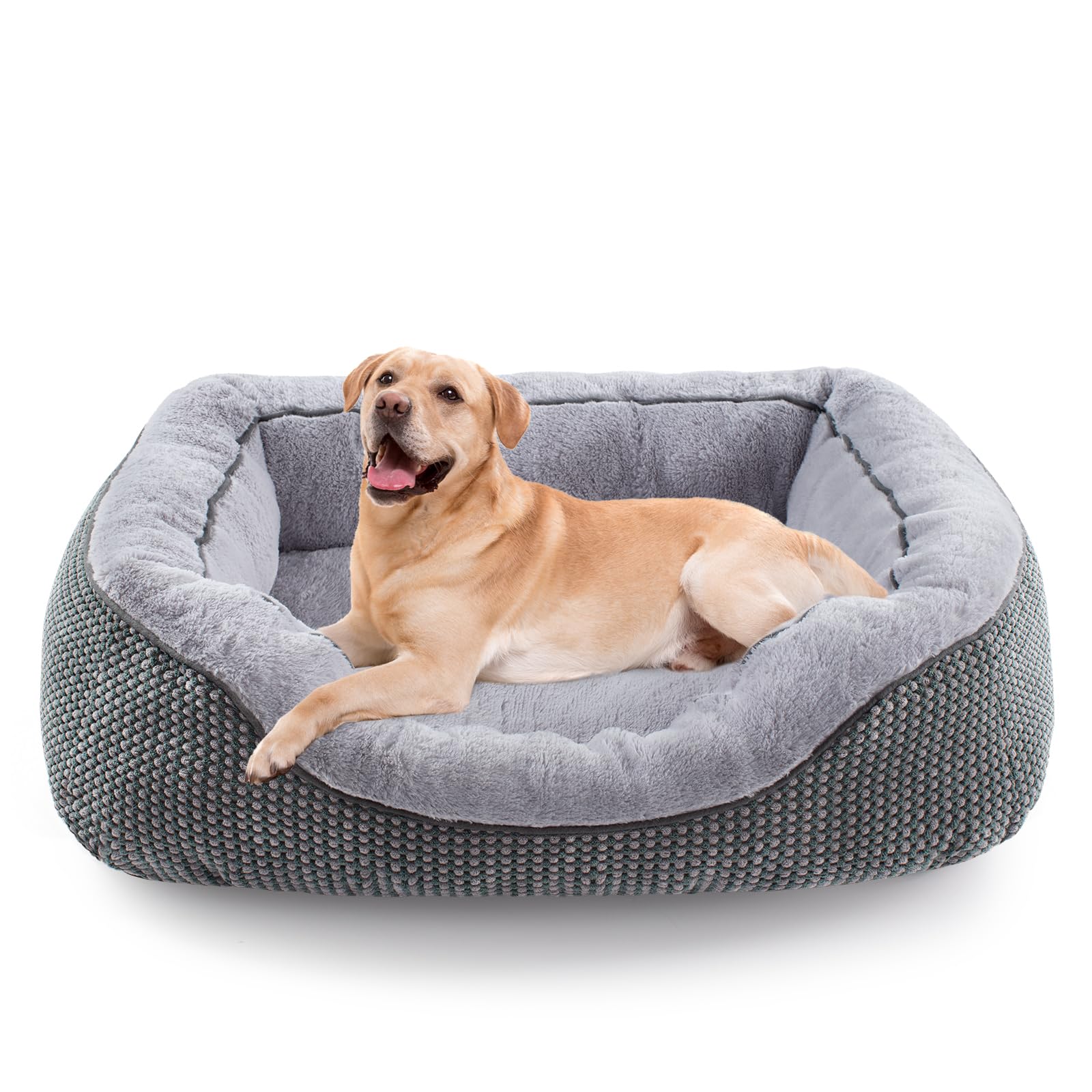 INVENHO large dog bed front view shows raised sides for comfy lounging