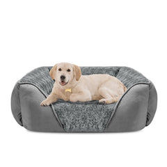 INVENHO large dog bed with pillow-edges for neck support and calm naps.
