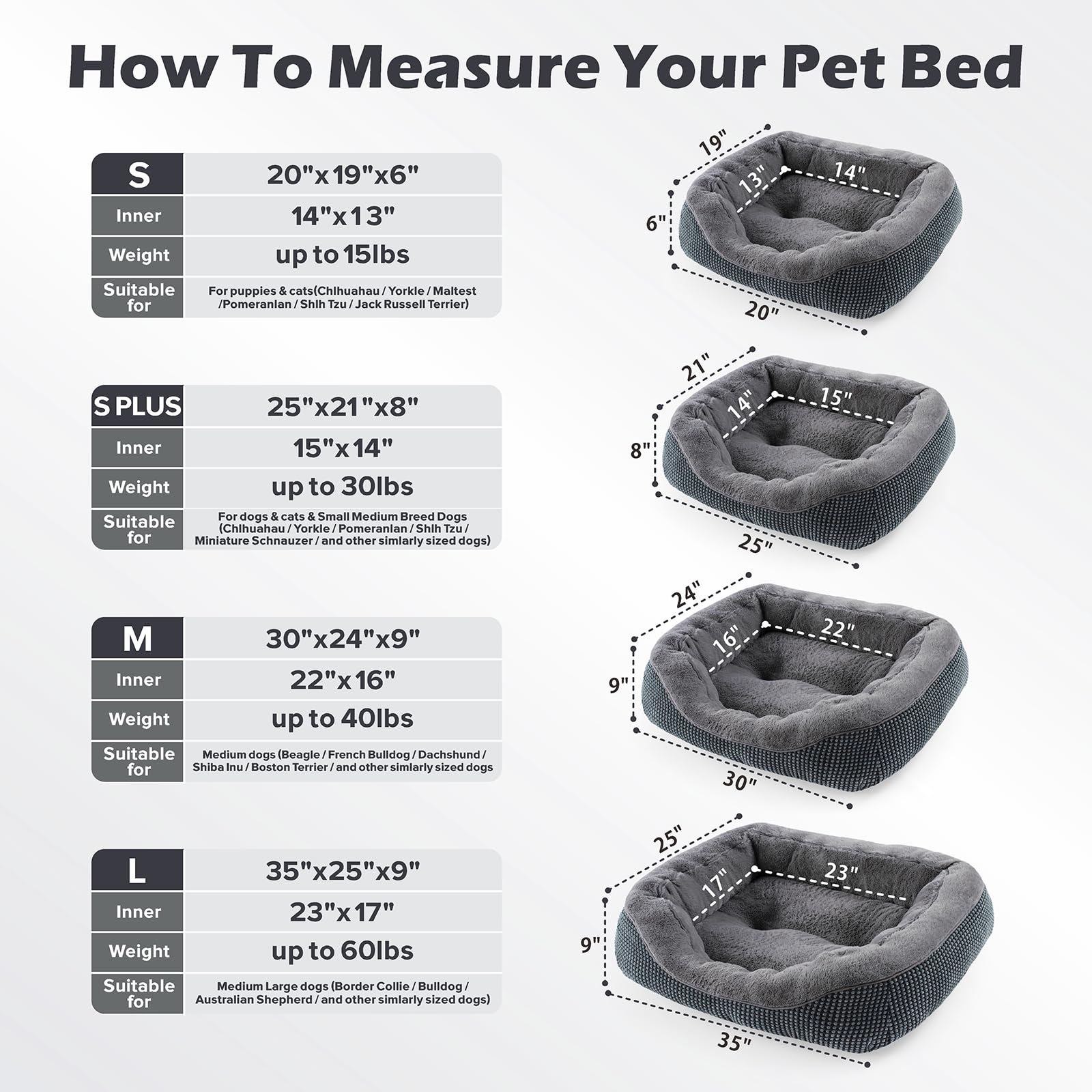 INVENHO large dog bed size large fits dogs up to 60 lbs