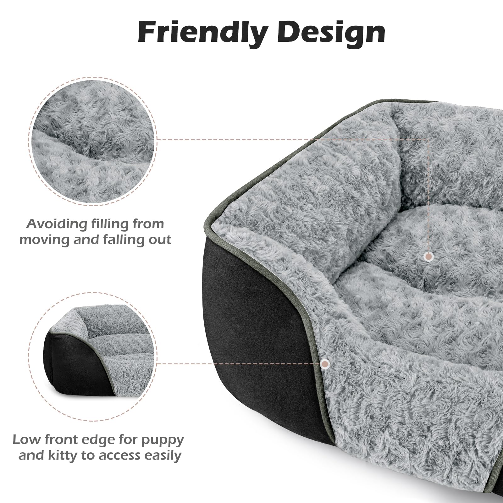 INVENHO medium dog bed interior cushions reveal thickened eco-friendly cotton for comfy rest.