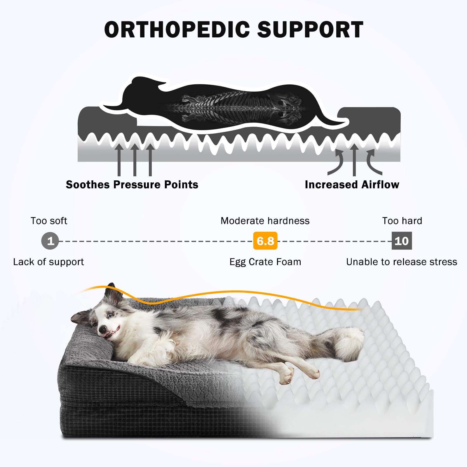 INVENHO orthopedic dog bed removable cover displayed for easy washing