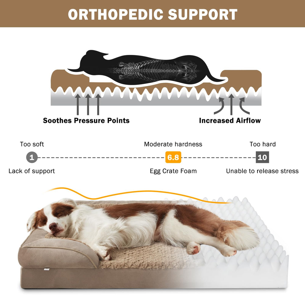 INVENHO Orthopedic XXL bed side view shows bolster for neck and spine alignment
