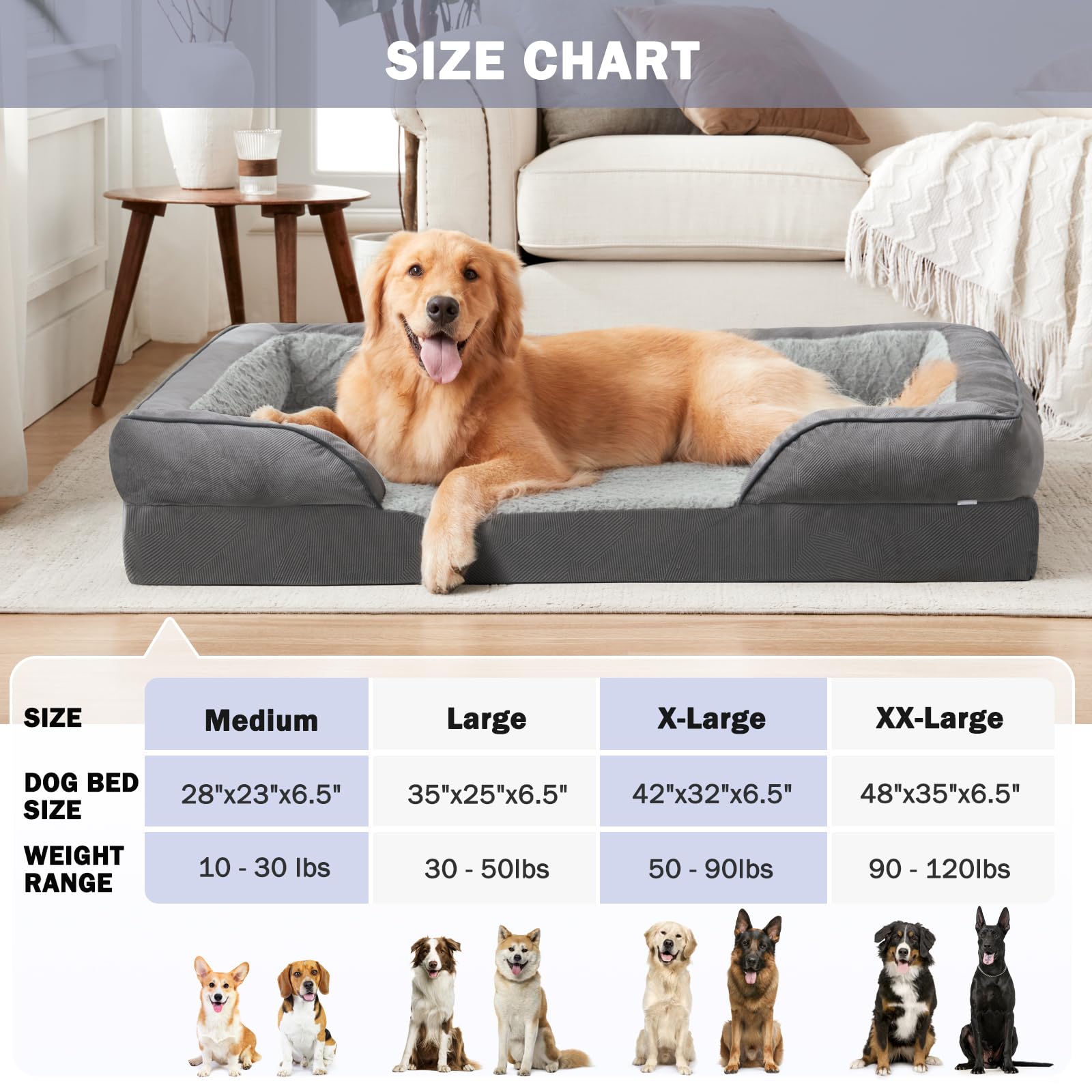 INVENHO XXL dog bed in living room with a relaxed dog