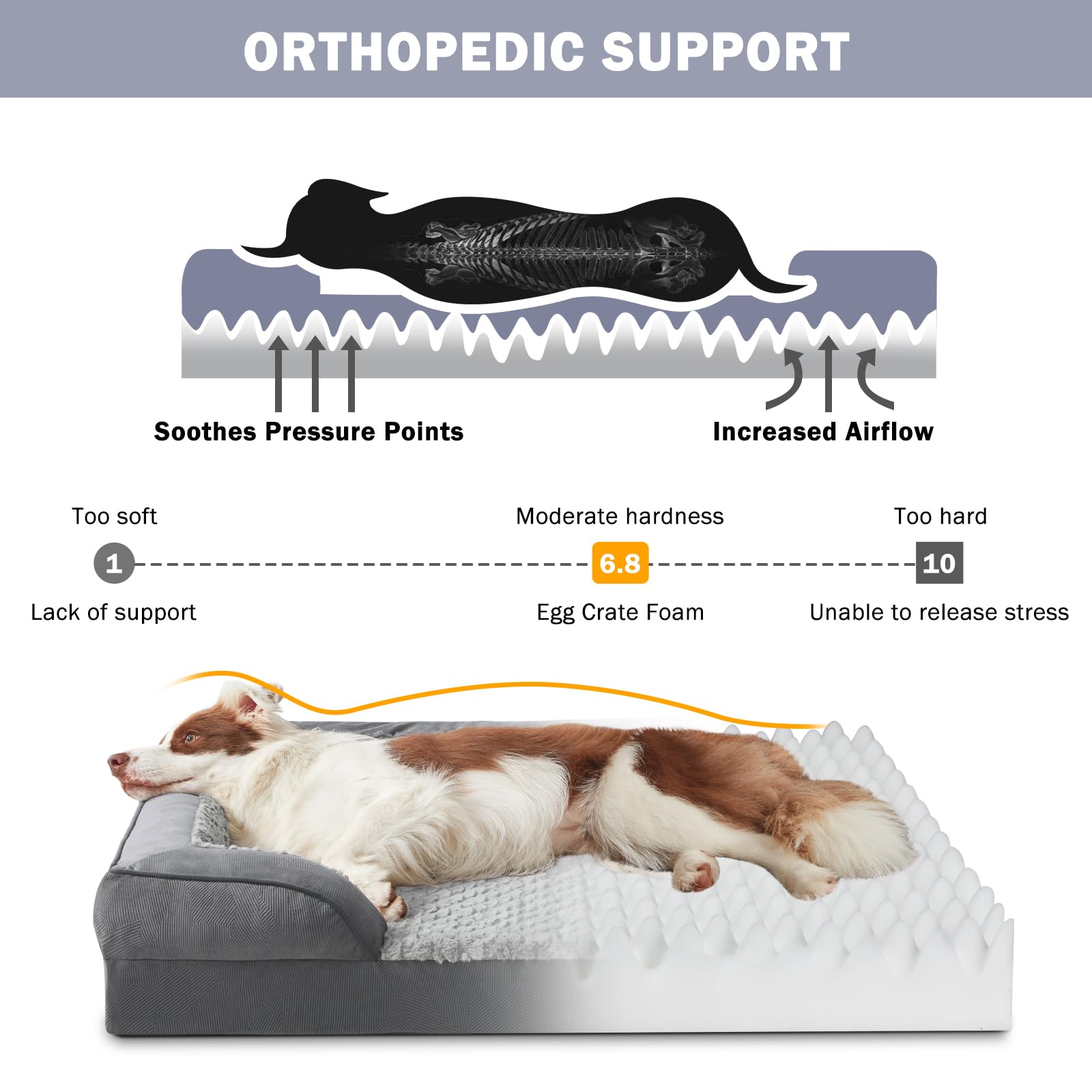 INVENHO Orthopedic XXL bed side view with bolster support for neck and head comfort