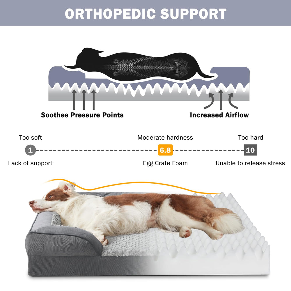 INVENHO Orthopedic XXL bed side view with bolster support for neck and head comfort