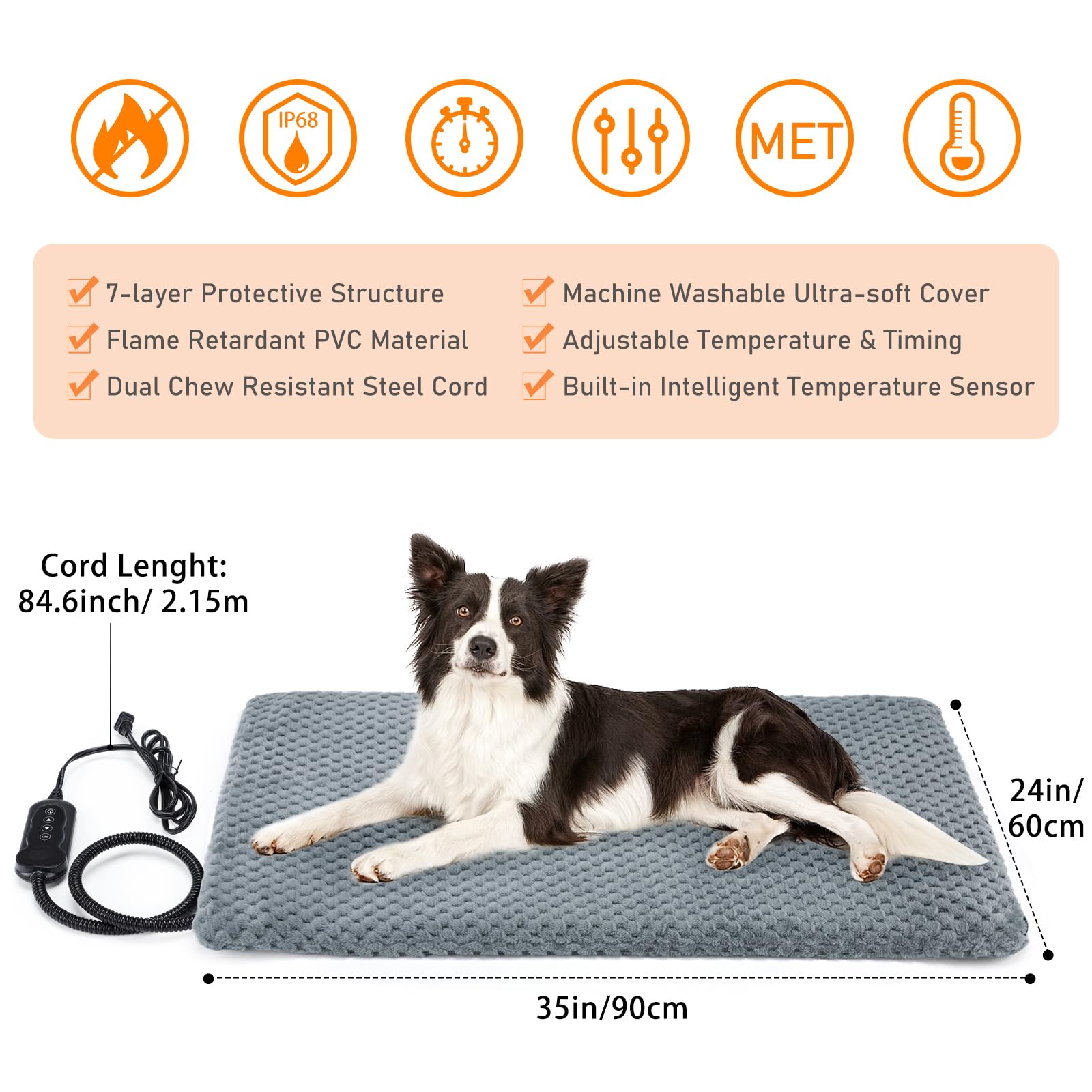 INVENHO pet heating pad anti-overheating thermostat safeguards pets