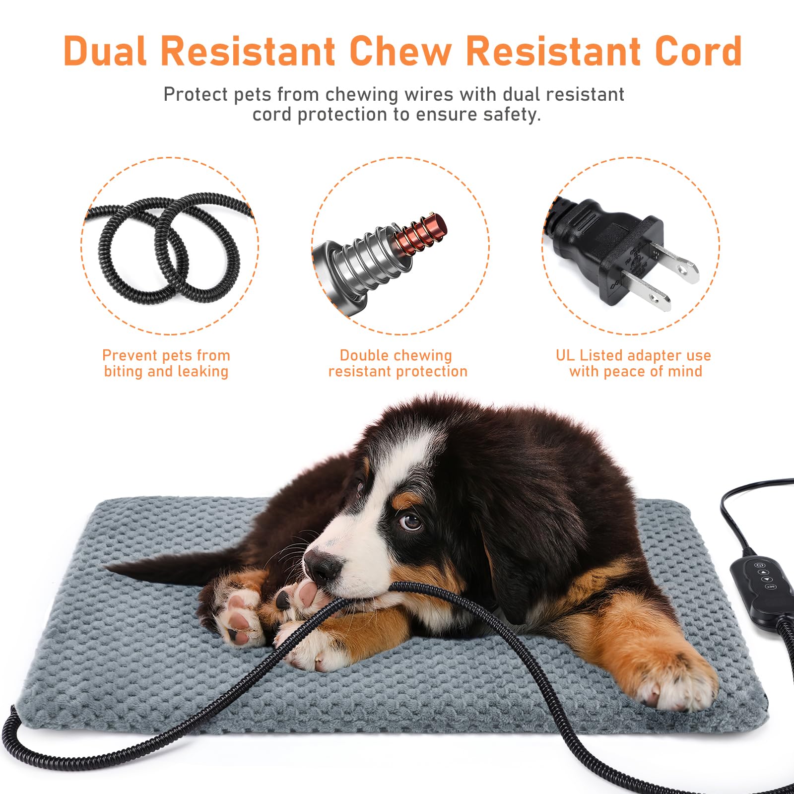 INVENHO Pet Heating Pad thermostat control close-up showing precise temperature settings