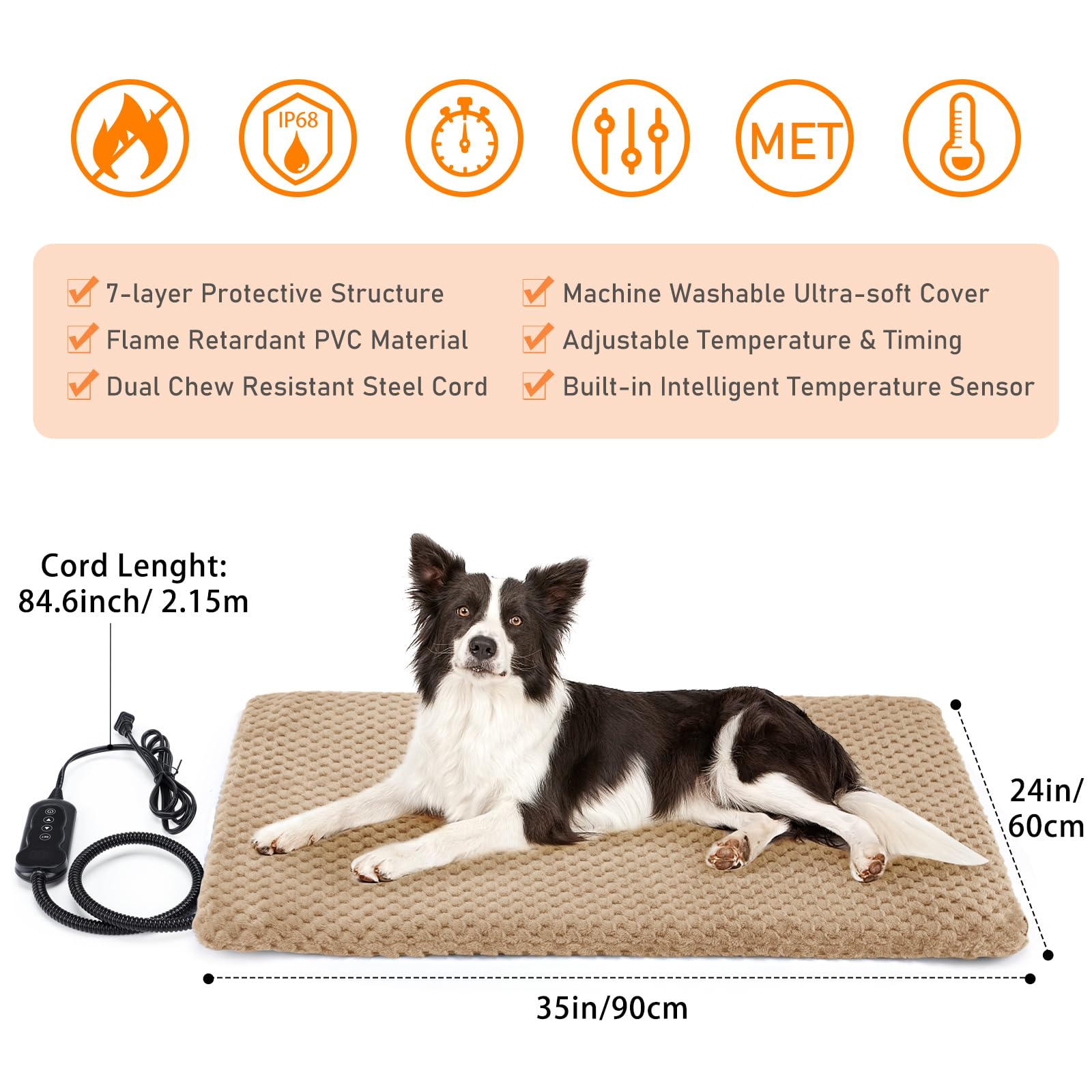 INVENHO pet heating pad waterproof cover shows durable waterproof layer