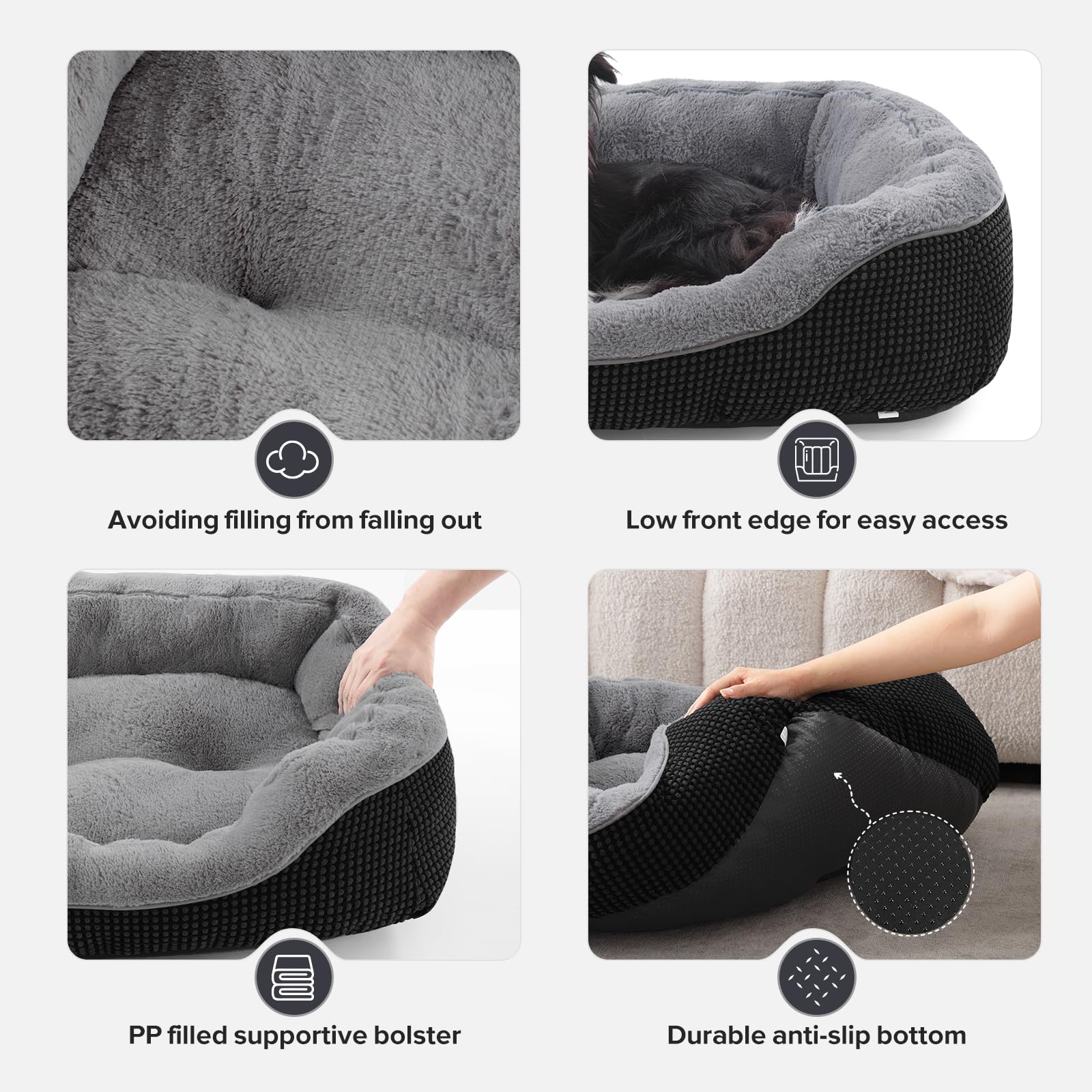 INVENHO small dog bed anti-slip bottom ensures secure placement on slick floors