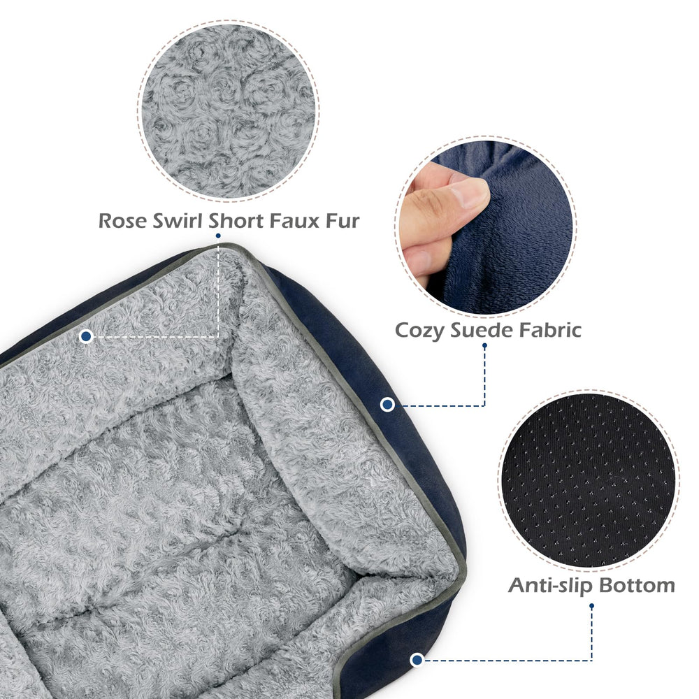 INVENHO small dog bed rectangle anti-slip-bottom keeps bed steady.
