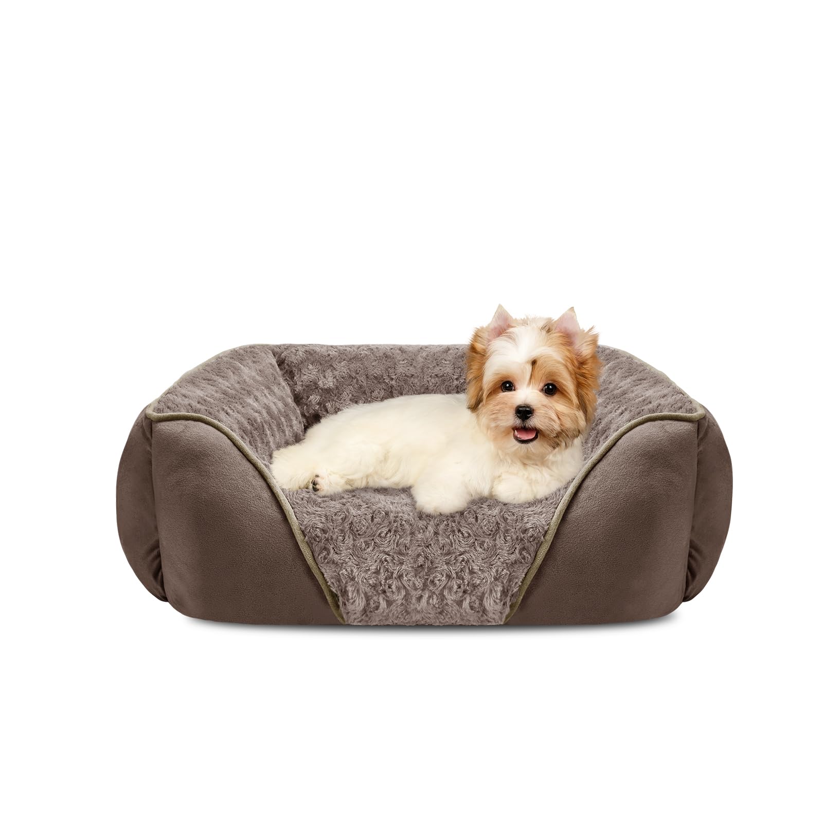 INVENHO small dog bed front view — cozy rectangle cuddler for secure, restful sleep