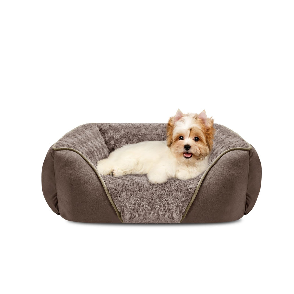 INVENHO small dog bed front view — cozy rectangle cuddler for secure, restful sleep