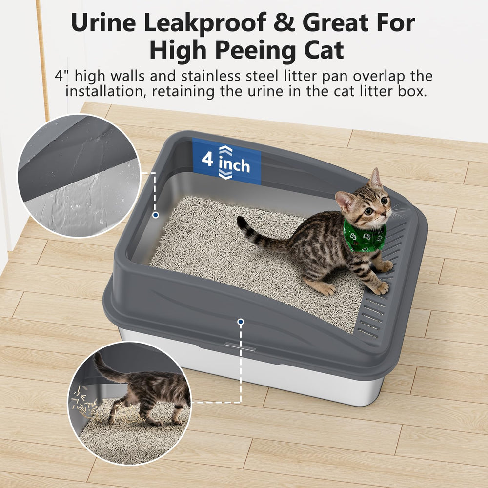 INVENHO durable stainless steel litter box resists rust and lasts years.