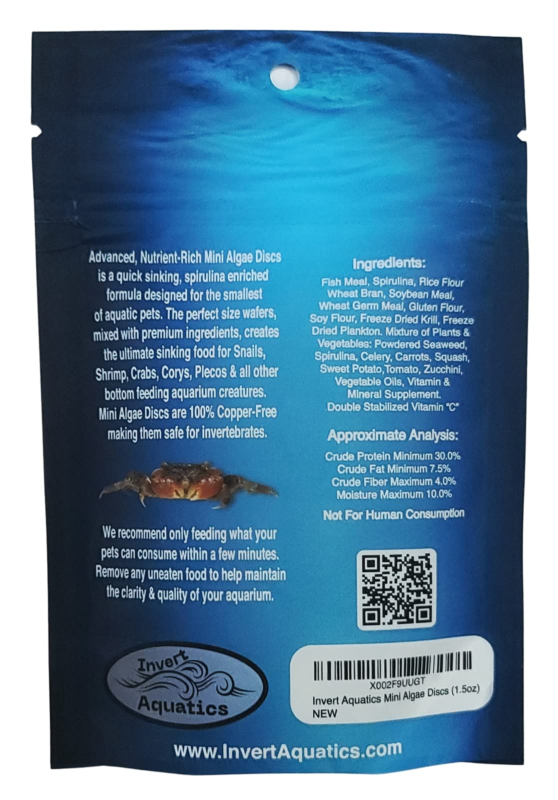 Invert Aquatics mini algae discs snails-shrimp close-up demonstrates nutrient-rich feeding option.
