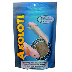 Invert Aquatics soft pellets closeup highlighting quick sinking nutrition for axolotls