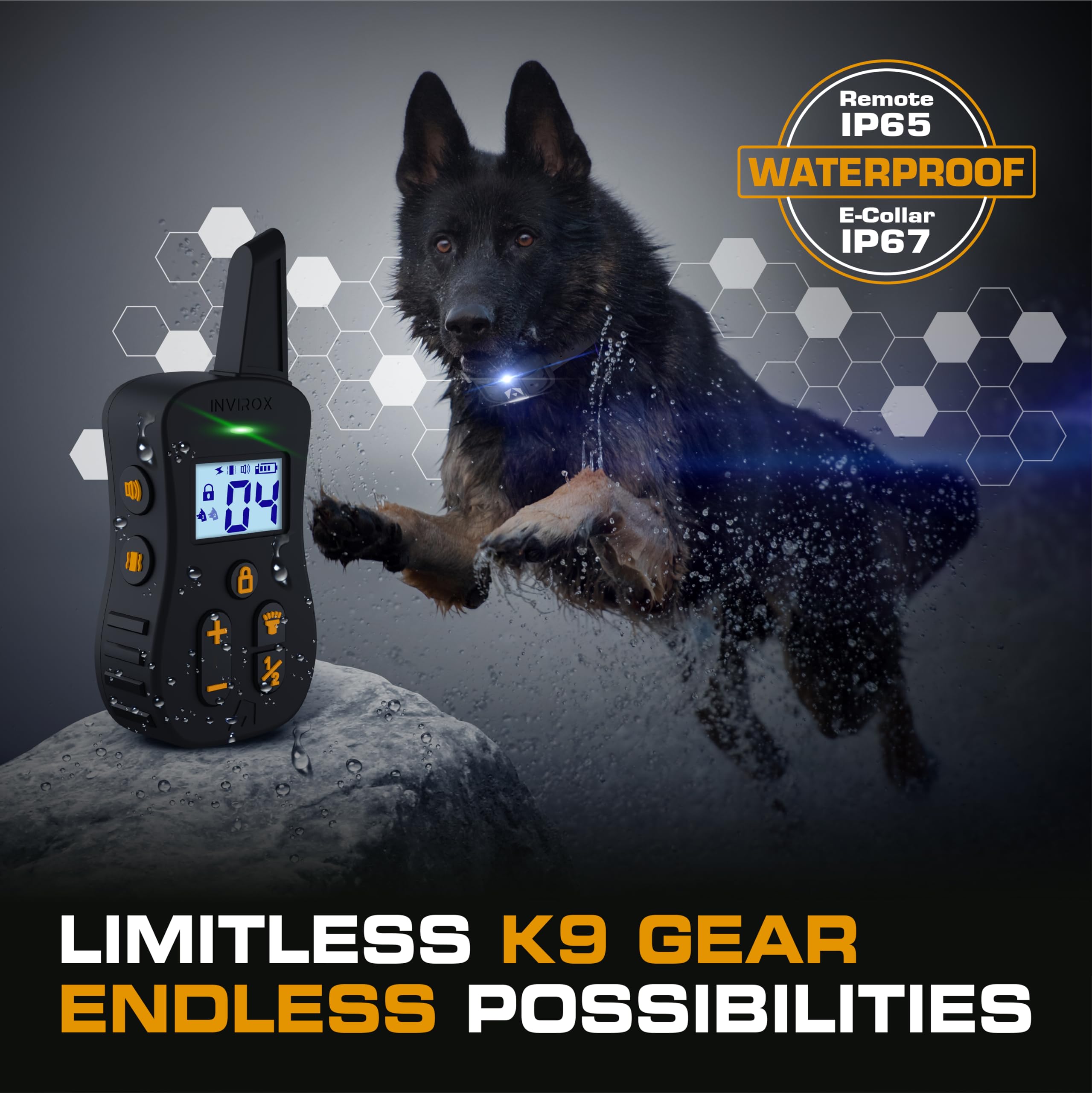 INVIROX collar demonstrates three-quarters mile training range for outdoor work.