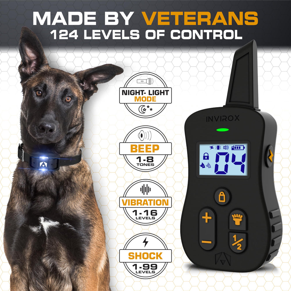 INVIROX Ultra K9 collar night-light enhances visibility during evening training sessions.