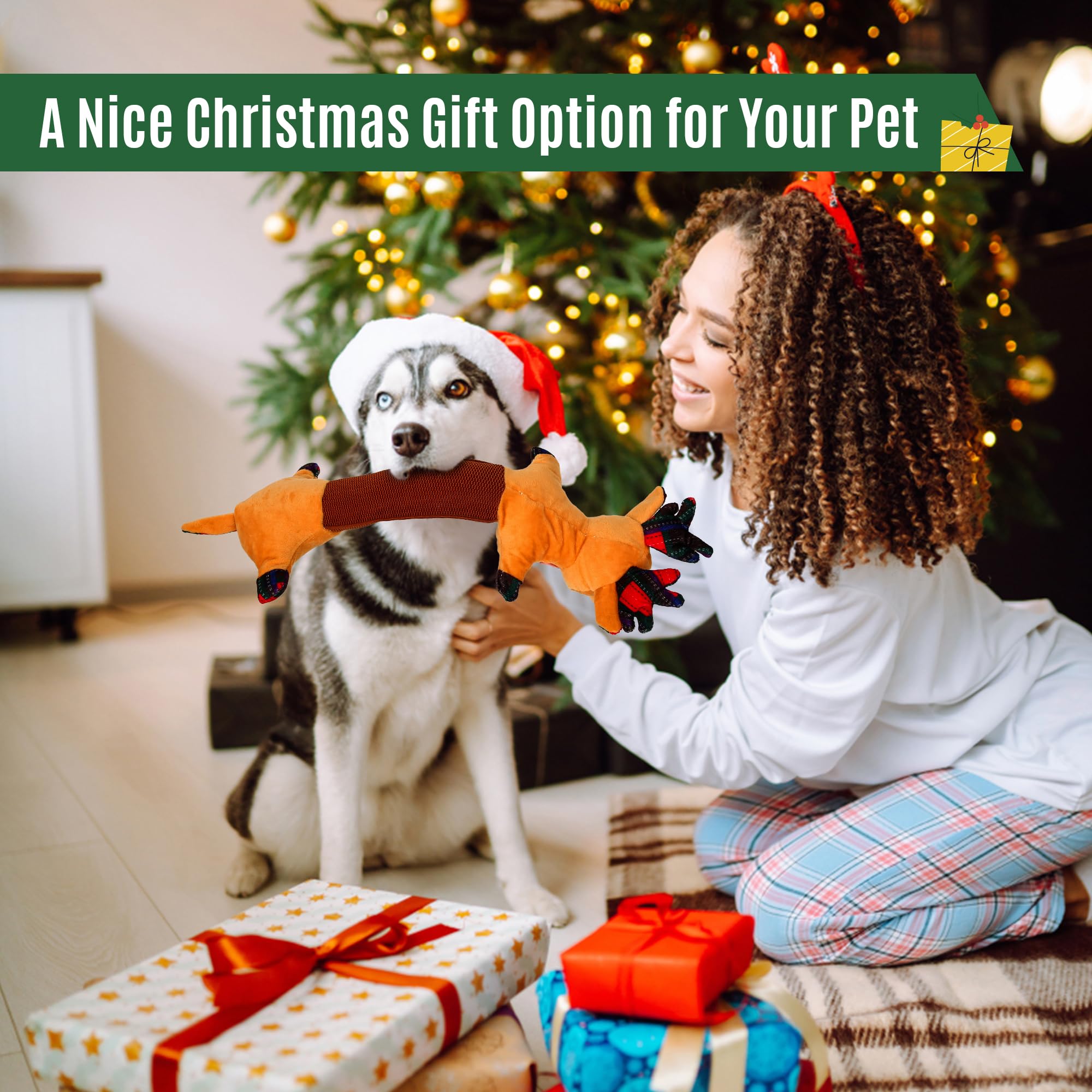IOKHEIRA Christmas dog toy reindeer gift-idea elevates festive moments and photo-friendly memories.