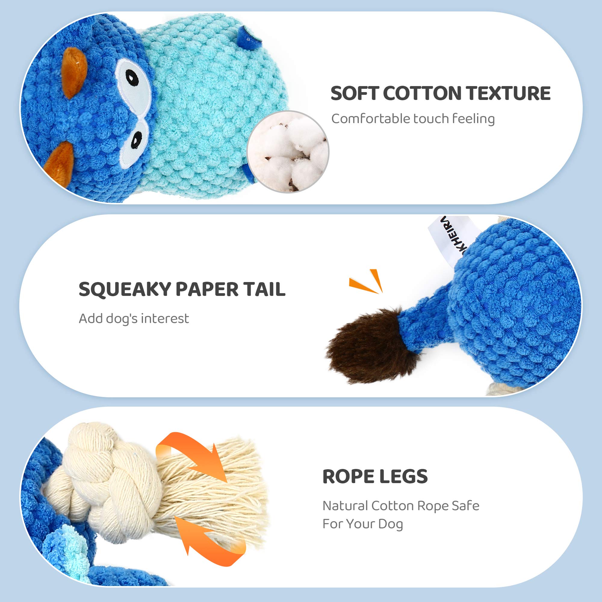 IOKHEIRA toy shows cotton rope legs for durable tug and chew