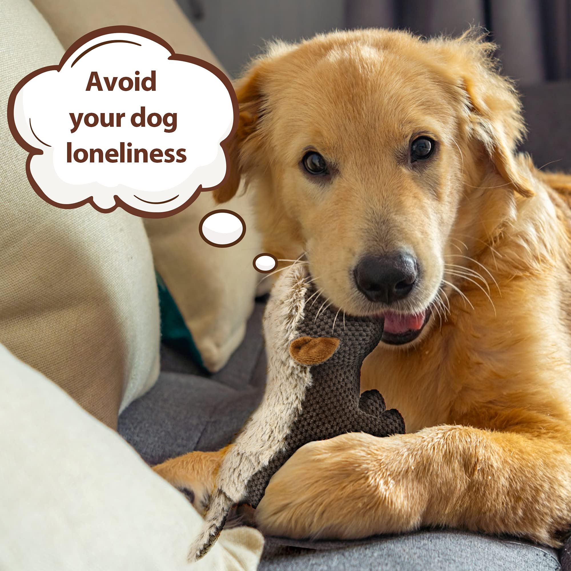 IOKHEIRA dog plush toy includes a rope for tug and training interactions.