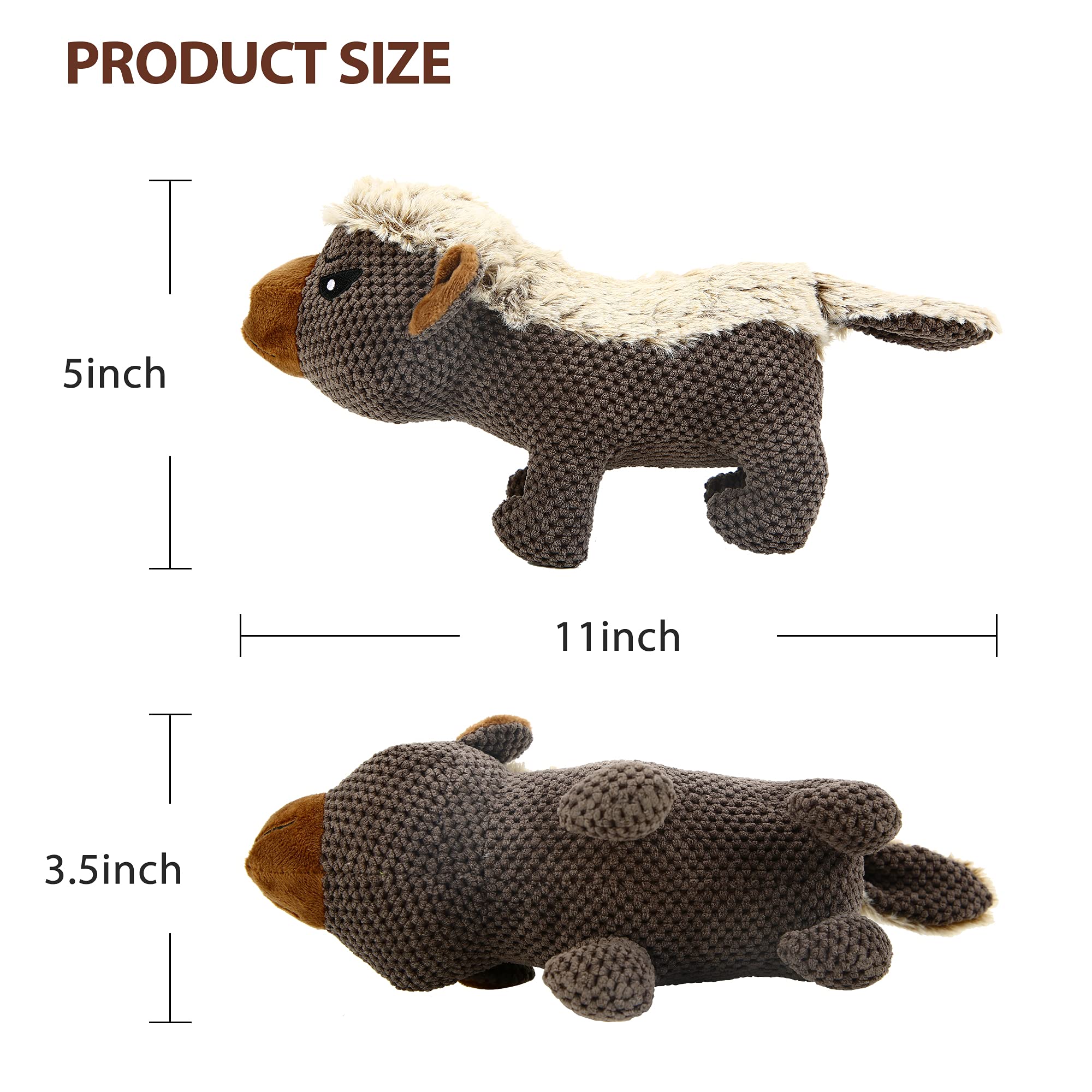 IOKHEIRA dog plush toy includes a waterproof inner layer to resist saliva intrusion.