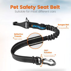 IOKHEIRA dog seatbelt adjustable length from 19.6 to 31.5 inches.