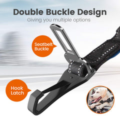 IOKHEIRA dog seatbelt features aviation aluminum carabiner for strong, reliable travel safety.