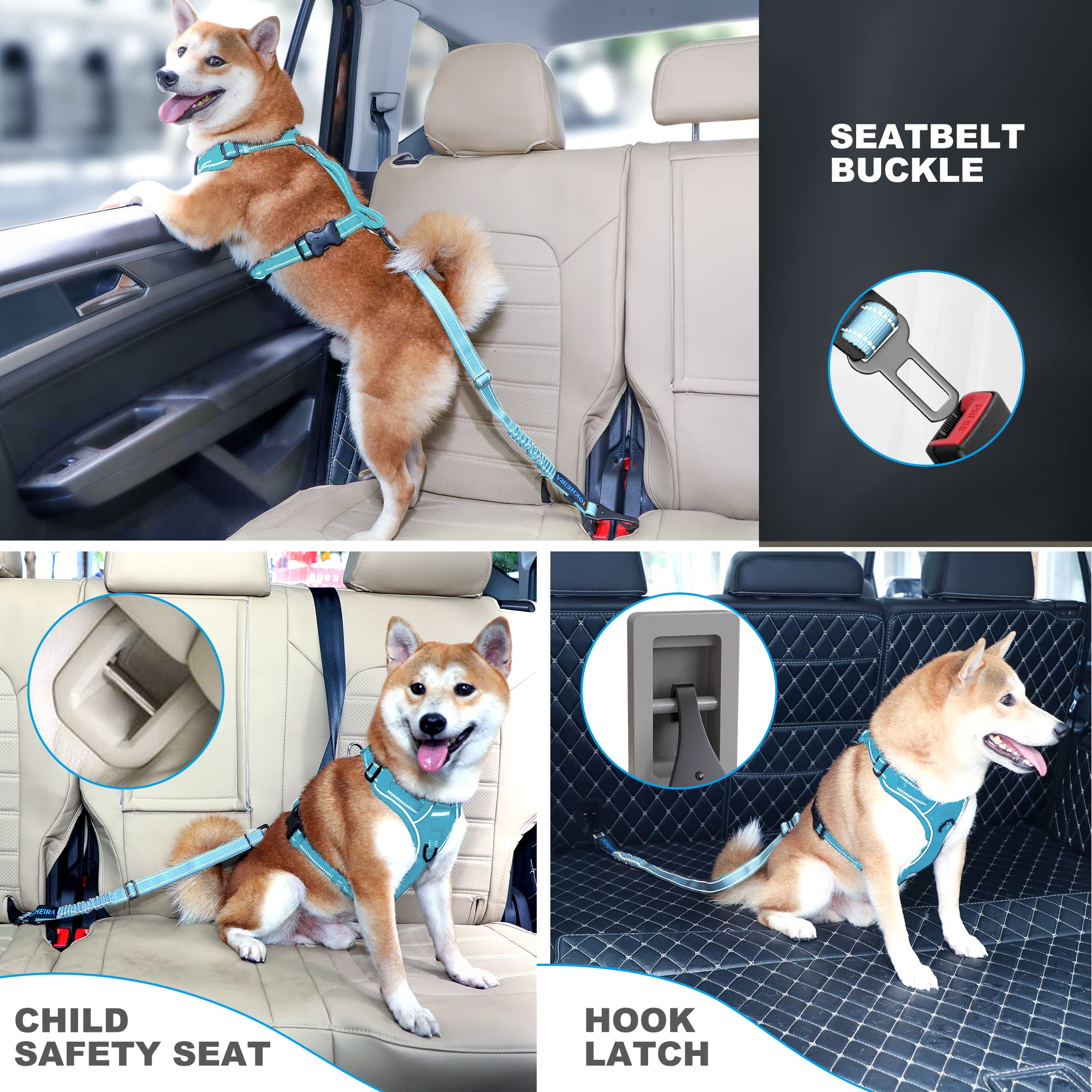 IOKHEIRA double buckle design works with child safety seats and seatbelt slots