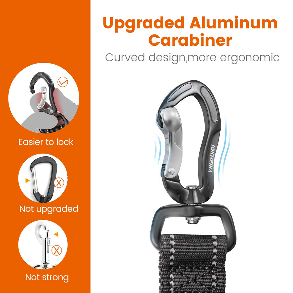IOKHEIRA dog seatbelt uses reflective nylon for nighttime visibility.