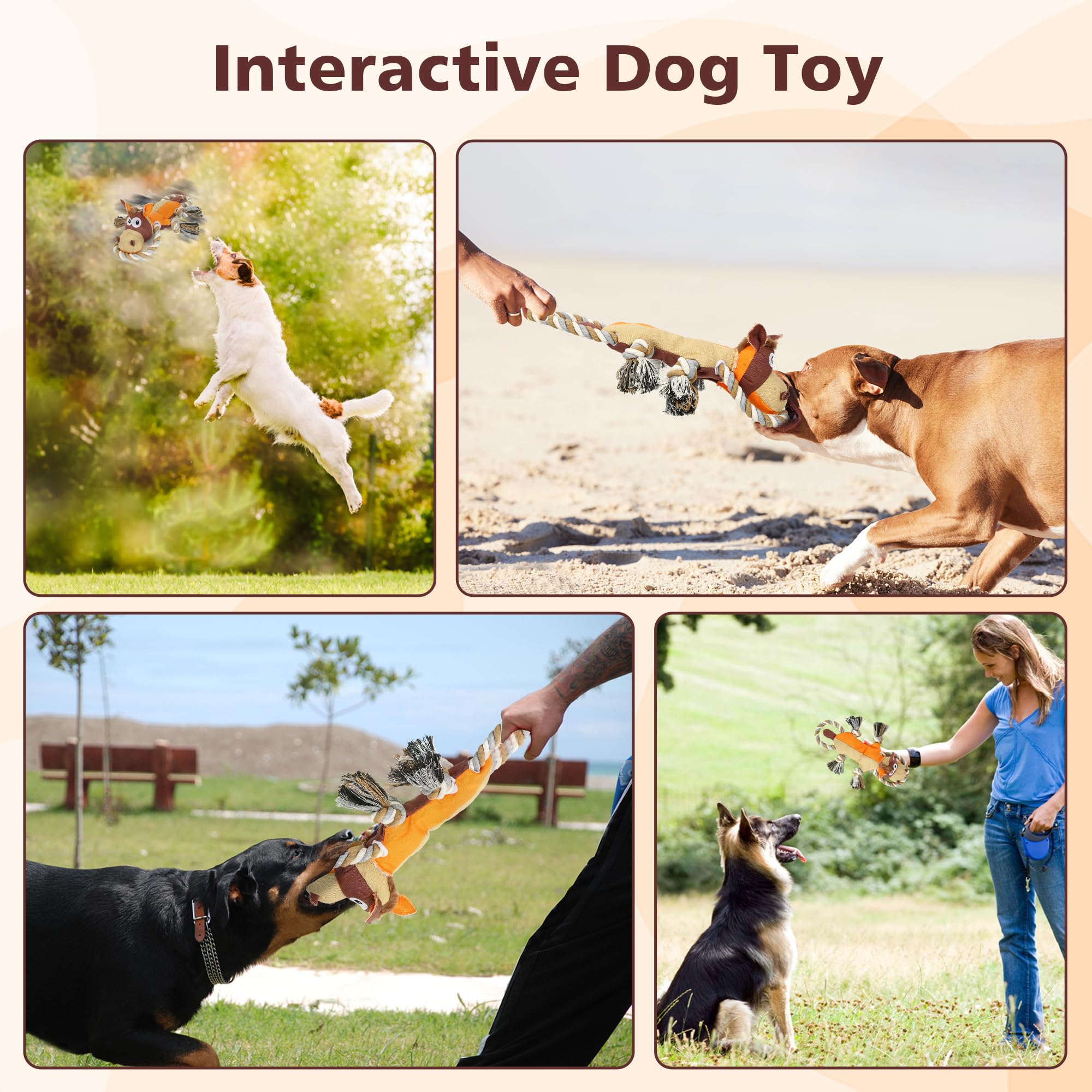 IOKHEIRA dog toy embroidered eyes and nose for durable detail.