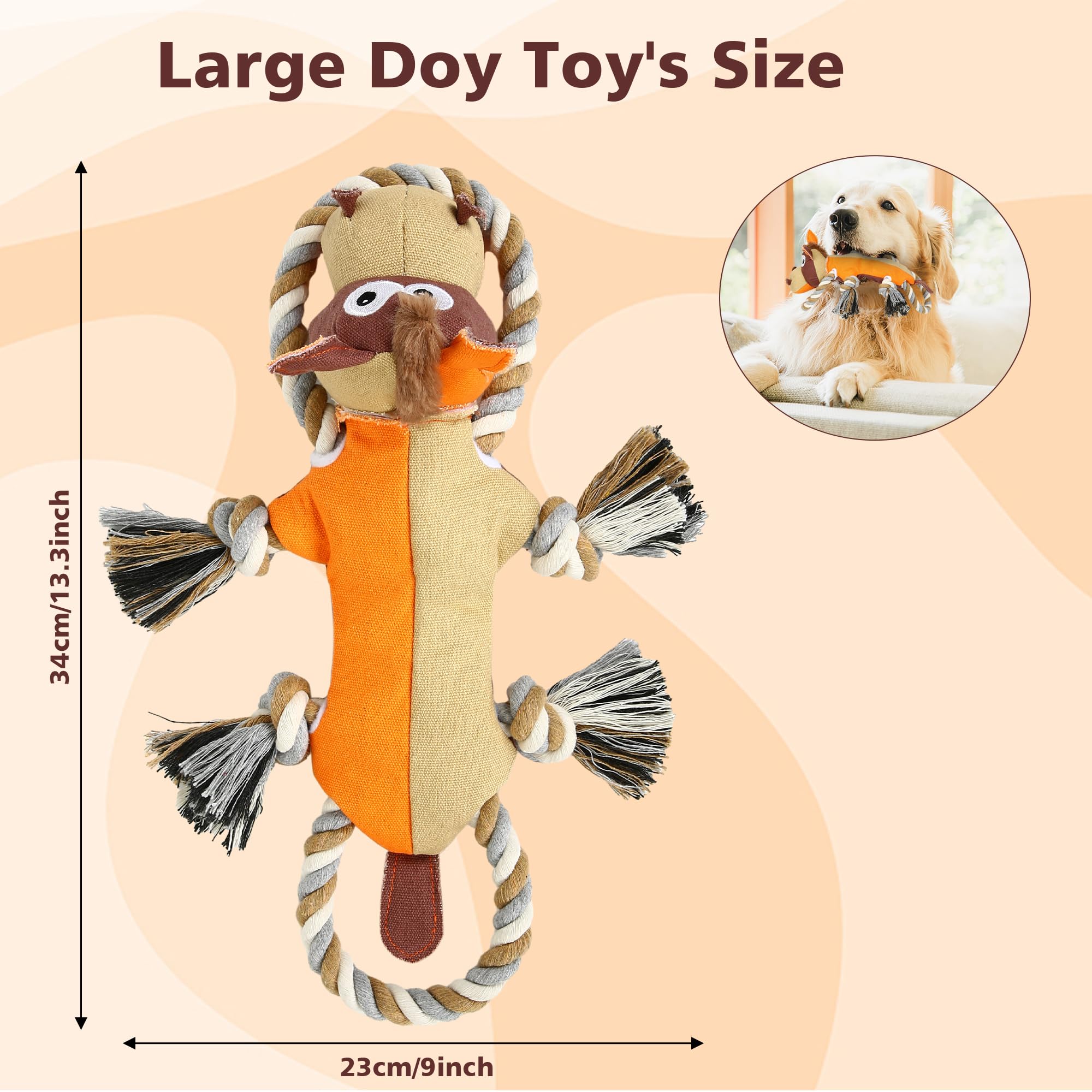 IOKHEIRA dog toy with built-in squeaker for added excitement.