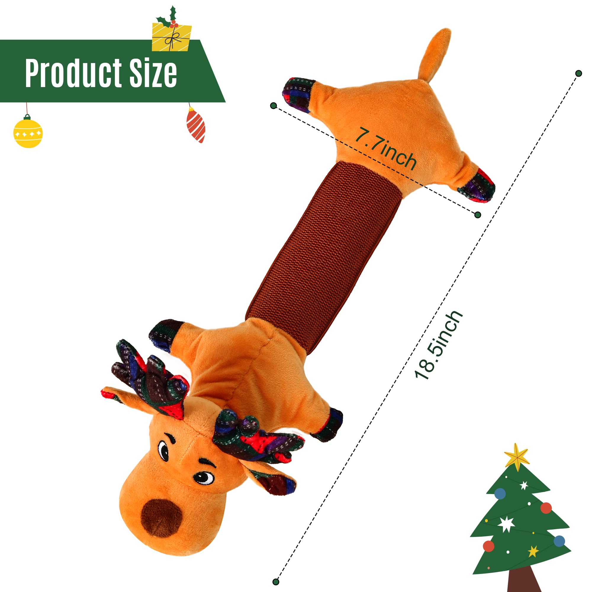 IOKHEIRA elastic tug dog toy reindeer offers durable pull-play for active dogs.